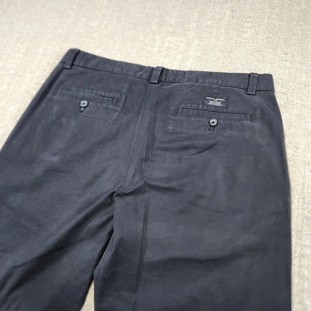 Banana Republic Pants Men 34x32‎ Aiden Chino Straight Leg Fit Cotton Black Lived